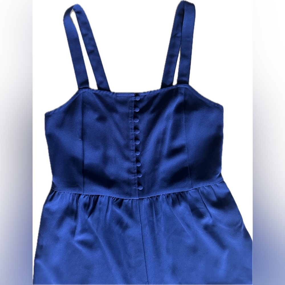 Madewell Navy Blue Smocked Button-Front Crop Jumpsuit - Picture 10 of 14